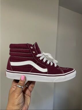 Vans High Top Sneakers Burgundy with White Stripe